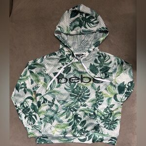 NEW- Women’s Bebe Sport Tropical Mesh Long Sleeve Logo Hoodie- size S